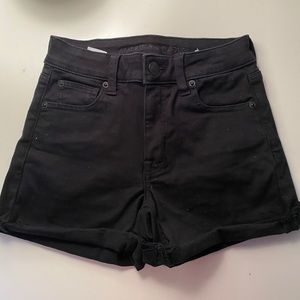 Black denim shorts